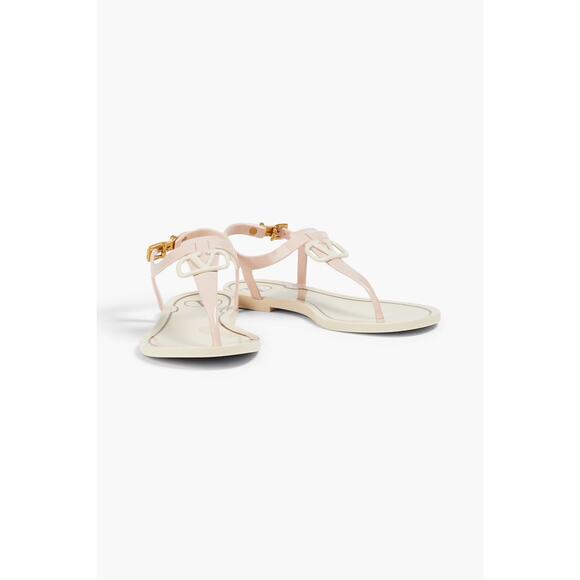 Valentino VLogo White & Pink PVC Rubber Jelly T-Strap Jelly Sandals Size 37 - Picture 1 of 13